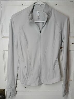 Yogalicious Light Gray Full-Zip Utility Jacket